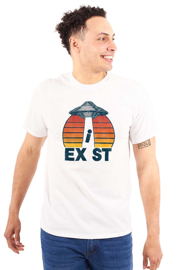 Aliens Exist UFO Beam Cool Believers Plus Size Crewneck Graphic Tee Shirt Brisco Brands 2X