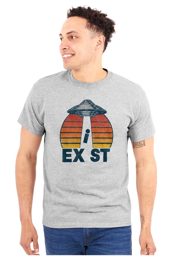 Aliens Exist UFO Beam Cool Believers Plus Size Crewneck Graphic Tee Shirt Brisco Brands 2X
