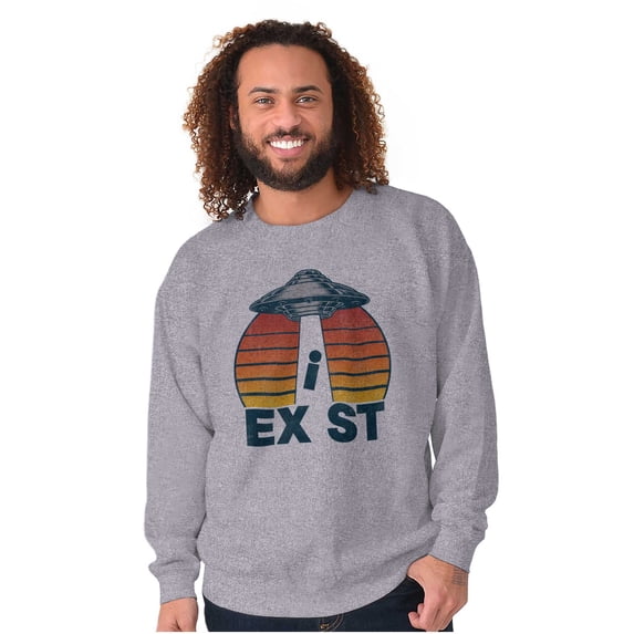 Aliens Exist UFO Beam Cool Believers Unisex Plus Fleece Graphic Sweatshirt Brisco Brands 3X