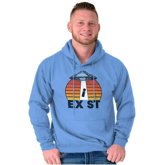 Aliens Exist UFO Beam Cool Believers Unisex Plus Fleece Graphic Hoodie Brisco Brands 4X