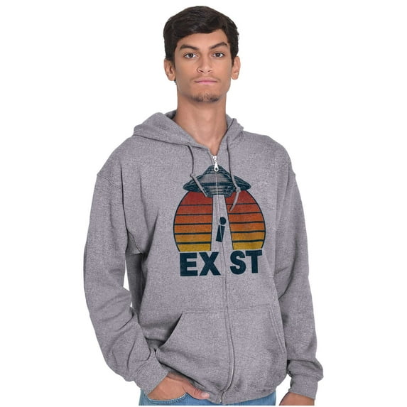 Aliens Exist UFO Beam Cool Believers Zip Up Hoodie Men's Women's Brisco Brands S