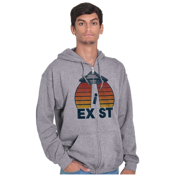 Aliens Exist UFO Beam Cool Believers Zip Up Hoodie Men's Women's Brisco Brands X