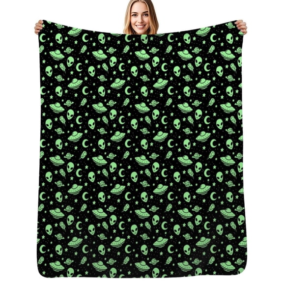 Aliens Hands UFO Space Flannel Blankets Soft Throw Blanket Winter Travel Office Outdoor Bedspread