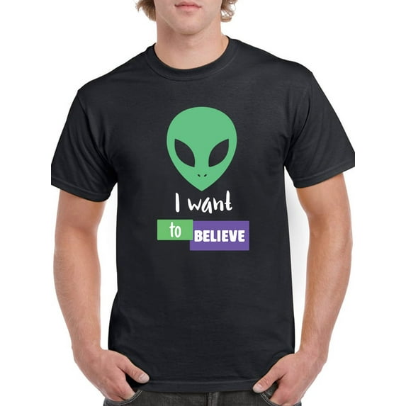 Aliens I Want To Believe Men T-Shirt, Male Large