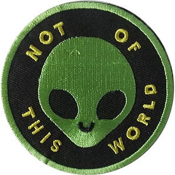 Aliens Not of This World - Sew Iron on, Embroidered Original Artwork - Patch - 3.7" Round