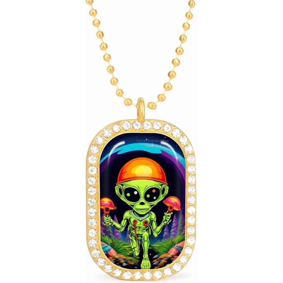 Aliens Novelty Elegant Pendant Necklaces for Women Funny Fashion Jewelry Diamond Necklaces for Wedding Birthday Gold Silver[m573]