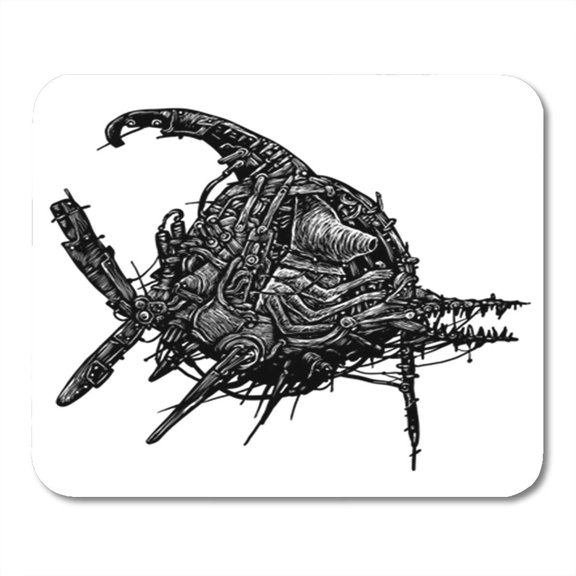 Aliens Steampunk Industrial Mechanical Fish Fantastic Robots and Machine Mousepad Mouse Pad Mouse Mat 9x10 inch
