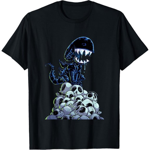 Aliens Xenomorph In Skull Mountain Big Chest Chibi Poster Spooky