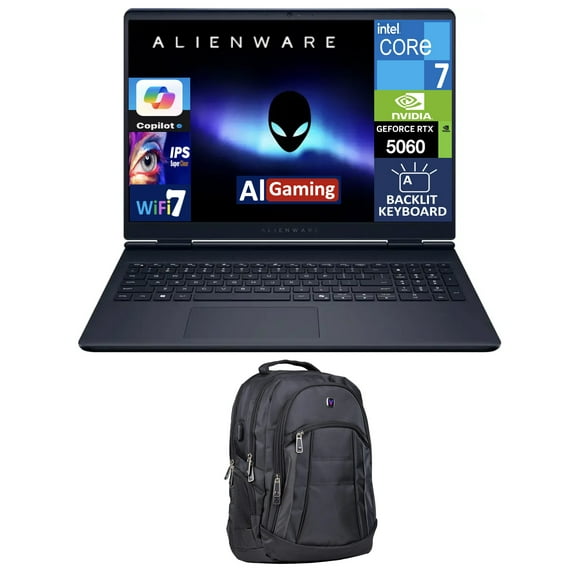 Alienware 16 Aurora AI Gaming Laptop 16.0in 120Hz IPS WQXGA Display (Intel Core 7 240H, NVIDIA GeForce RTX 5060 8GB, 32GB DDR5, 1TB SSD, Backlit KB, WiFi 7, Webcam, Win 11 Home) w/Premium Backpack