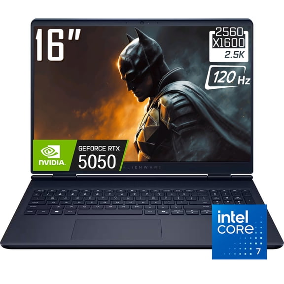 Alienware 16 Aurora Gaming Laptop, 16" 2560 x 1600 2.5K 120Hz LED Display, Intel Core 7 240H, NVIDIA RTX 5050 8GB GDDR7, Backlit KB, WiFi 7, Win11 Home(32GB DDR5 - 1TB SSD)