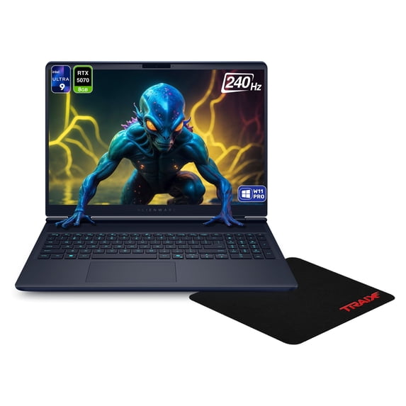 Alienware 16X Aurora Gaming Laptop, Intel Ultra 9 275HX, 32 GB DDR5 RAM, 2 TB PCIe SSD, 16" 2.5K (2560x1600) 240Hz, NVIDIA G-Force RTX 5070, Backlit Keyboard, W11 Pro, Indigo + Traix MousePad