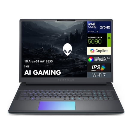 Alienware 18 Area-51 AA18250 AI Gaming Laptop 18in WQXGA (Intel Ultra 9- 275HX, GeForce RTX 5090 24GB, 64GB DDR5, 4TB PCIe SSD, Win 11 Home)