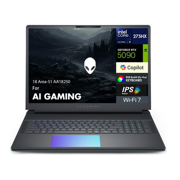 Alienware 18 Area-51 AA18250 AI Gaming Laptop 18in WQXGA (Intel Ultra 9- 275HX, GeForce RTX 5090 24GB, 64GB DDR5, 4TB PCIe SSD, Win 11 Pro)