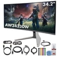 thumbnail image 1 of Alienware AW3423DW 34.2” Curved QD-OLED PC Gaming Monitor, 3440x1440 Ultrawide, 175Hz, 0.1ms, G-Sync Ultimate, HDR True Black 400, 99.3% DCI-P3, USB Hub, Lunar Light Bundle, 1 of 8