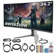 Alienware AW3423DW 34.2  Curved QD-OLED PC Gaming Monitor, 3440x1440 Ultrawide, 175Hz, 0.1ms, G-Sync Ultimate, HDR True Black 400, 99.3% DCI-P3, USB Hub, Lunar Light Bundle