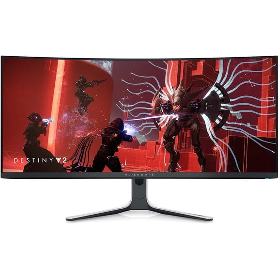 Alienware AW3423DW Curved Gaming Monitor 34.18 inch Quantom Dot-OLED 1800R Display, 3440x1440 Pixels at 175Hz, True 0.1ms Gray-to-Gray, 1M:1 Contrast Ratio, 1.07 Billions Colors - Lunar Light