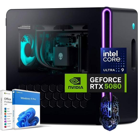 Alienware Aurora ACT1250 Gaming Desktop, Intel Core Ultra 9 285K(24-Core, up to 5.6GHz), NVIDIA GeForce RTX 5080 GDDR7, 32GB DDR5 RAM, 2TB M.2 PCIe SSD, WiFi 7, Win11P&Office Lifetime License