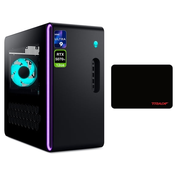 Alienware Aurora Gaming Desktop, Intel Ultra 9-285, 32 GB DDR5 RAM, 1 TB PCIe SSD, Nvidia G-Force RTX 5070Ti Graphics, W11 Home, Black, USB Keyboard + USB Mouse + Traix Mousepad
