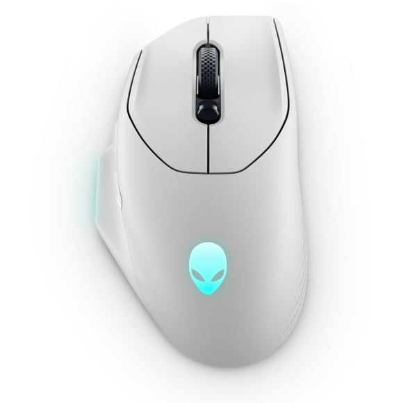 Alienware Wireless Gaming Mouse - AW620M Lunar Light - Wireless, wired, 26000 dpi, 7 Buttons, full-sized, Asymmetrical shape, Non-slip grip, up to 140 hours* of gaming, AlienFX RGB lighting zones