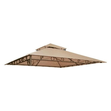 Alieon 10.6'x10.6' Gazebo Top Replacement for 2 Tier Summer Veranda Frame Canopy Cover Patio Garden Yard Dark Beige Y00710T01