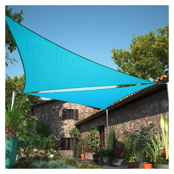 Alieon 10' x 10' x 14.1' Turquoise Right Triangle Sun Shade Sail UPF50 SMTAPRT12 Canopy Fabric Cloth Screen, Water Air Permeable & UV Resistant, Heavy Duty - (We Customize Size)