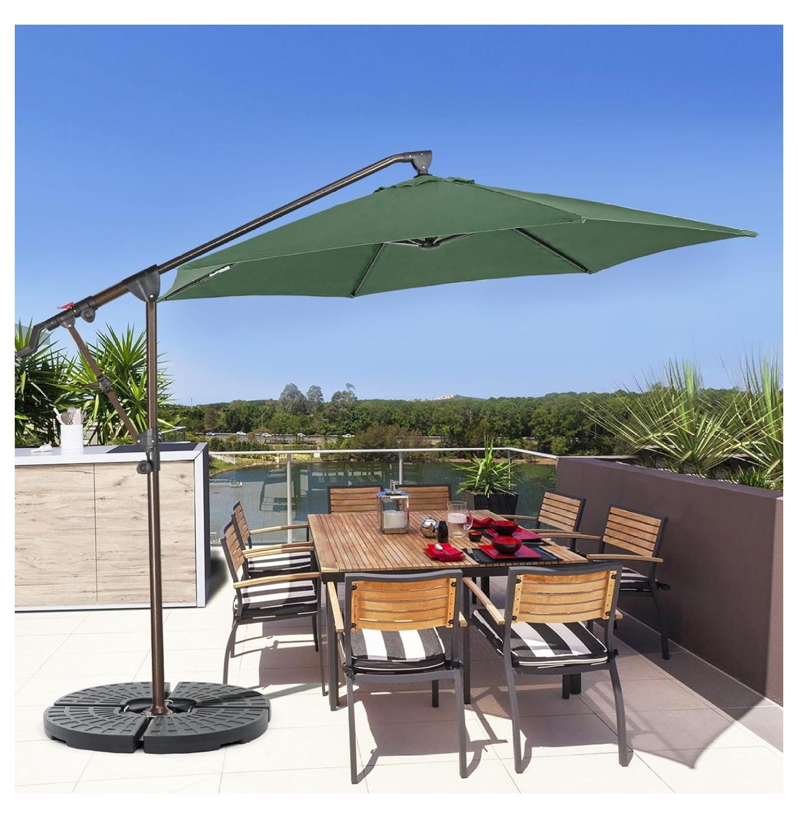 Alieon 10FT Cantilever Patio Umbrella with Base Included, Outdoor