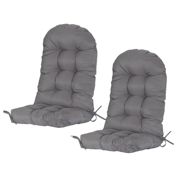 Alieon 2 Pack Adirondack Cushion Rocking Chair Cushions High Back Adirondack Chair Cushion with Ties Patio Cushions for Outdoor Furniture (2 Pack, Grey)