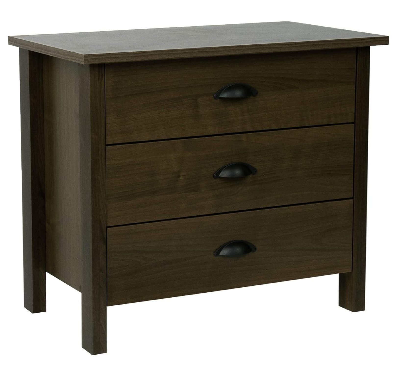 Walnut 3-Drawer Modern Laminated Chest