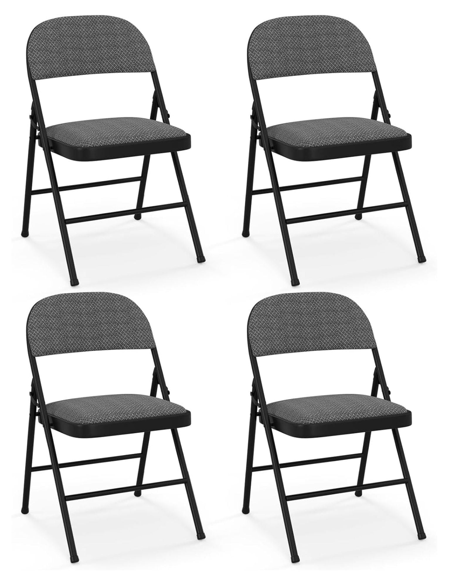 Black Ergonomic Fabric Padded Folding Chair Set