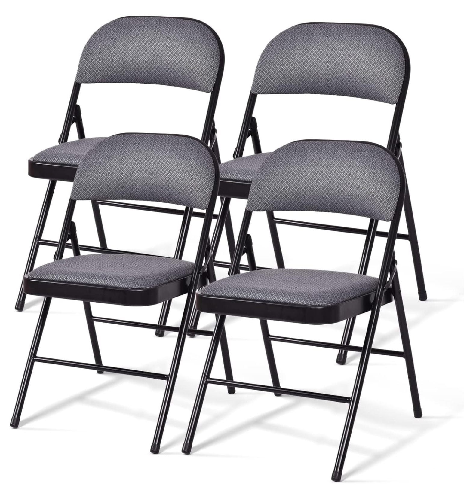 Black Ergonomic Fabric Padded Folding Chair Set