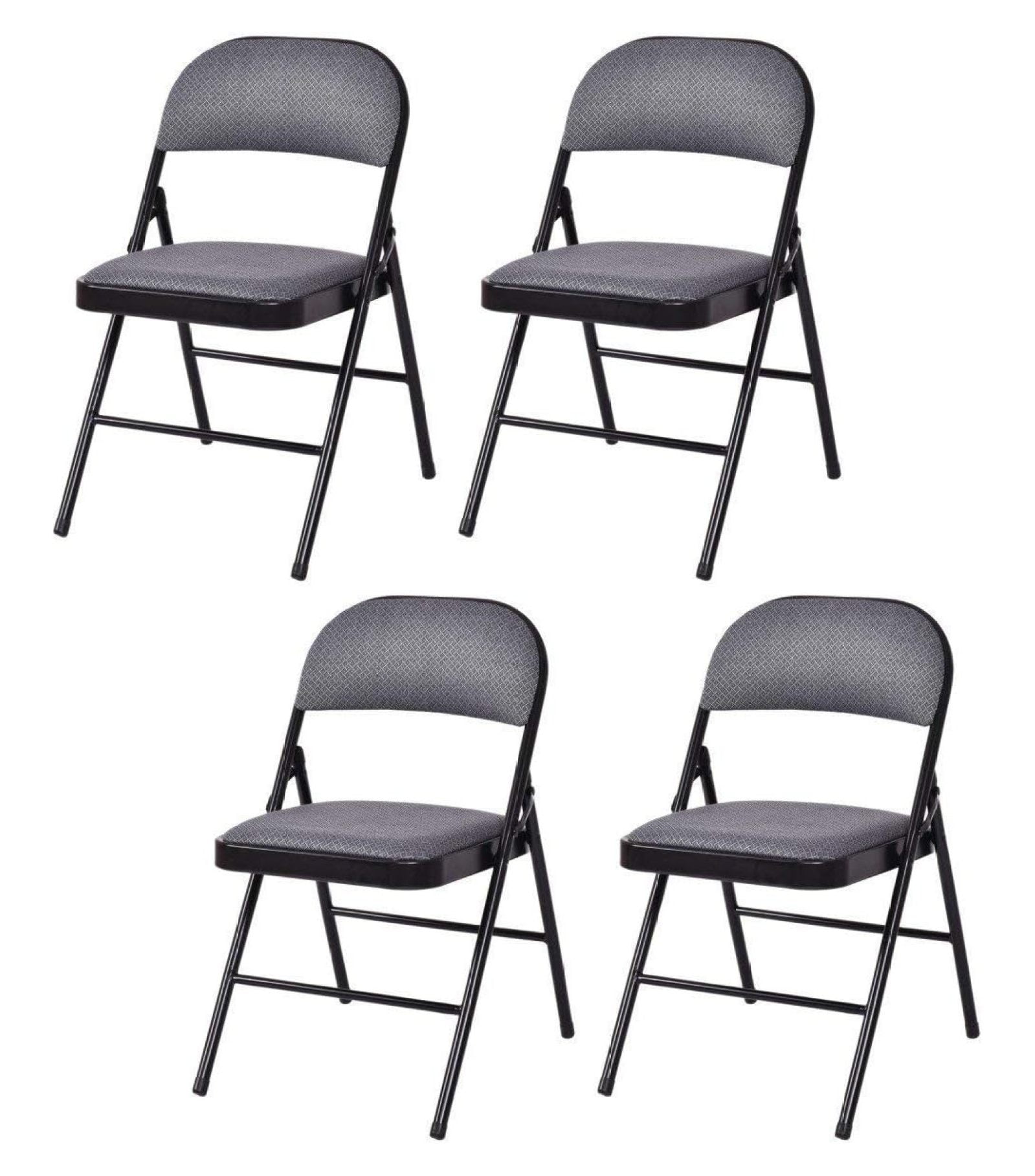 Black Ergonomic Fabric Padded Folding Chair Set