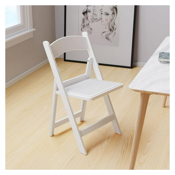 Alieon-4 Pack Resin Folding Chair with Vinyl Padded Seat, 550LB Capacity, Chair Set for Party Wedding Picnic Events, White