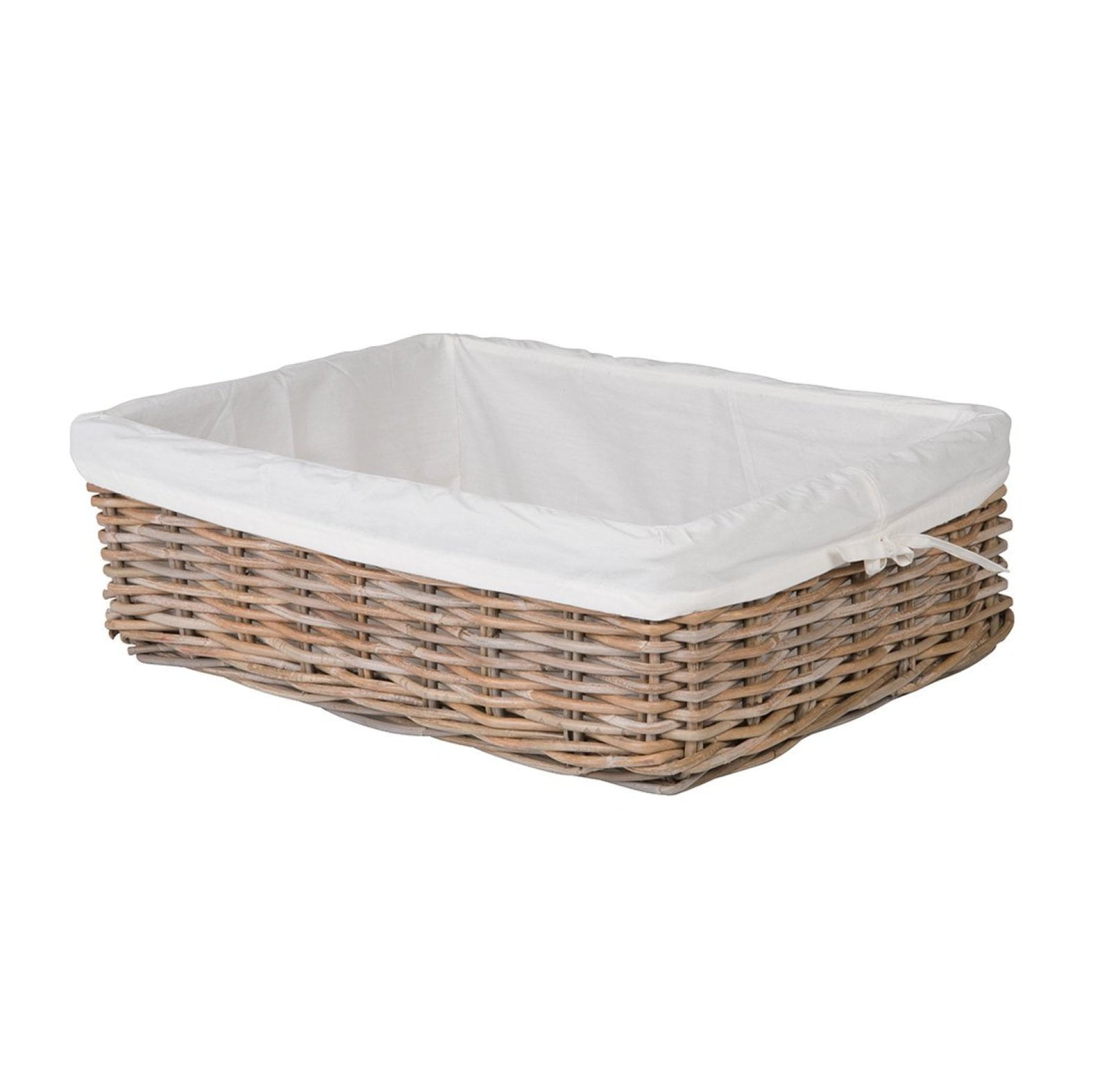 Large Gray Rattan Storage Basket with Removable Liner