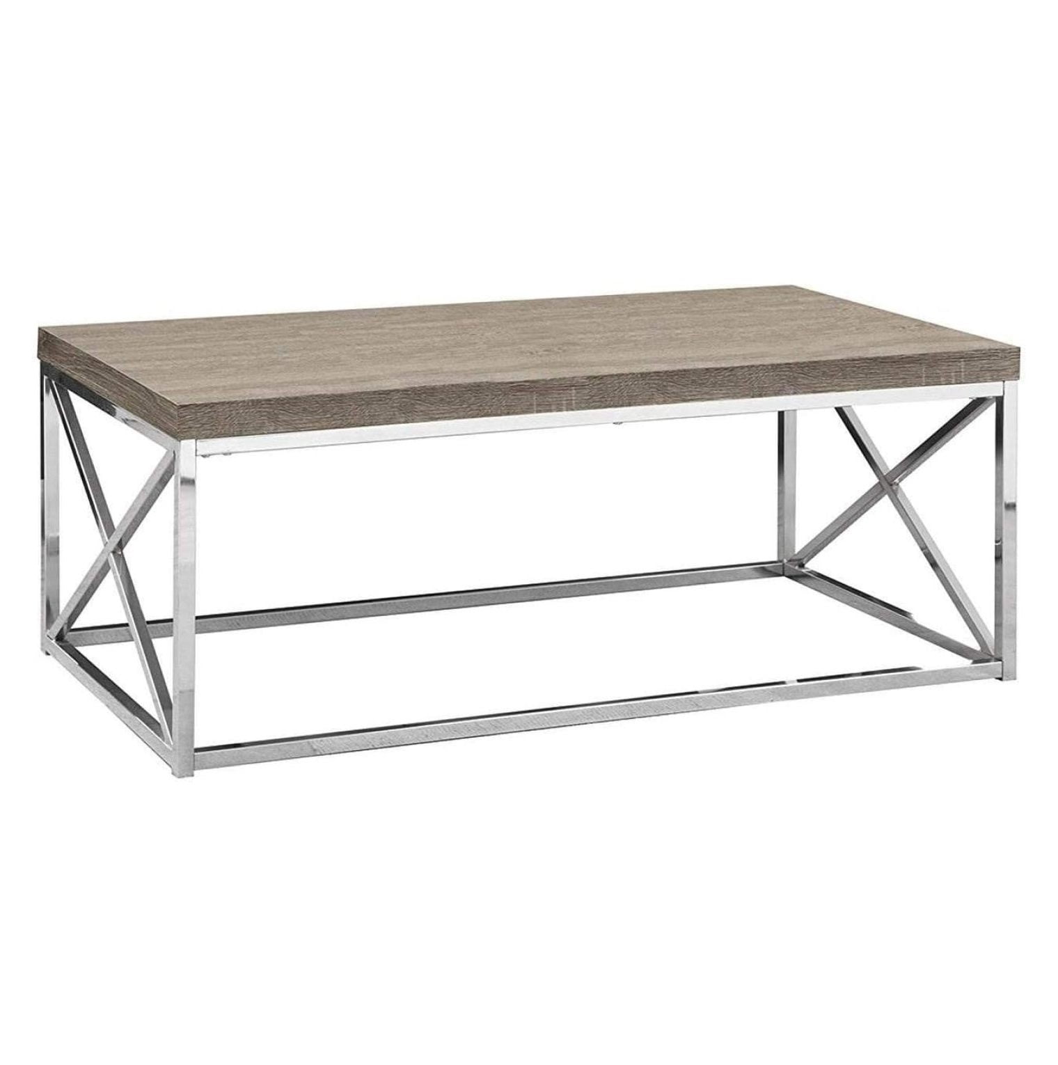 Dark Taupe Wood and Chrome Rectangular Coffee Table
