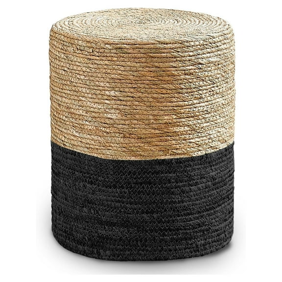 Alieon Pouf Ottoman, 100% handwoven Seagrass Braided Pouffe, Boho Decor Floor Chair for Couch or Desk, Outdoor Ottomans for Garden, Round Footrest with Wood Frame, Home Decorative Seat for Balcony