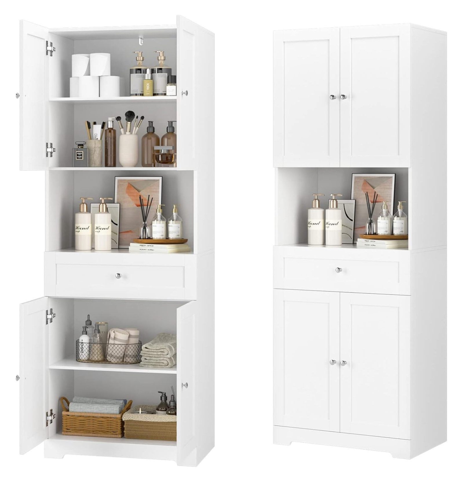 Alieon Tall Bathroom Storage Modern Linen Storage