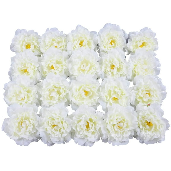 Alifemap 20pcs 5" Artificial Flower Peonies, Silk Peonies with 6" Stems, Flowers Suitable for Wedding Bouquets, Home Party Decoration (Cream White)