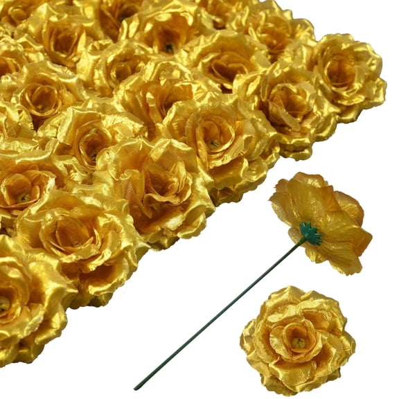 50Pcs Golden Artificial Roses Bouquet