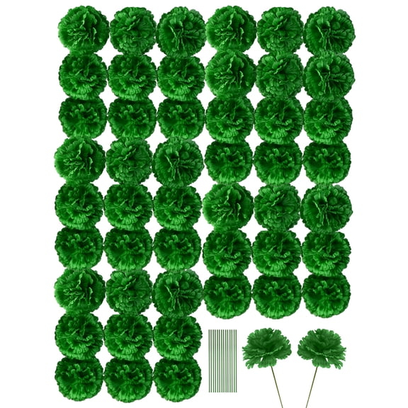 50Pcs Green Carnations Artificial Flowers Bouquet