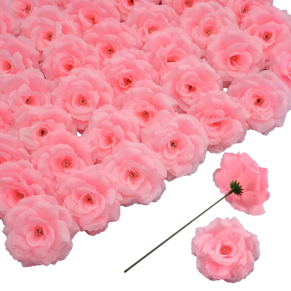CALLIEVER 50Pcs Pink Artificial Roses Bouquet