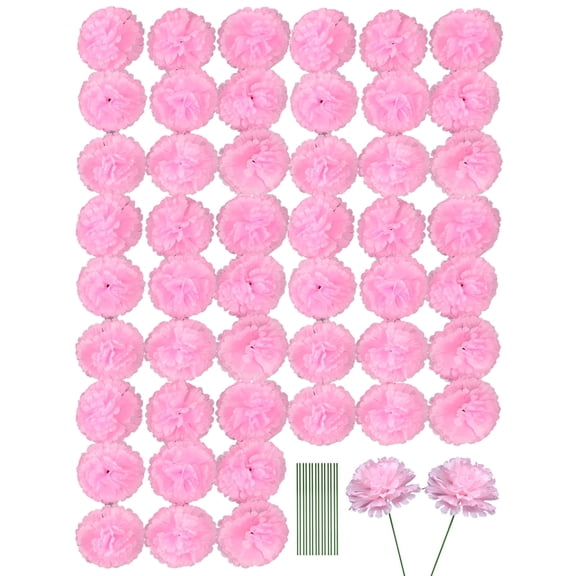50Pcs Pink Carnations Artificial Flowers Bouquet