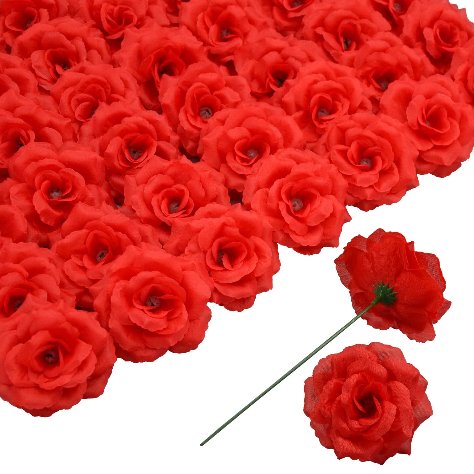 CALLIEVER 50Pcs Red Artificial Roses Bouquet - Walmart.com