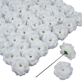 CALLIEVER 50Pcs White Artificial Roses Bouquet