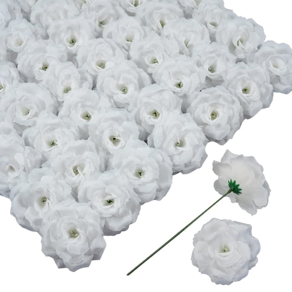 CALLIEVER 50Pcs White Artificial Roses Bouquet