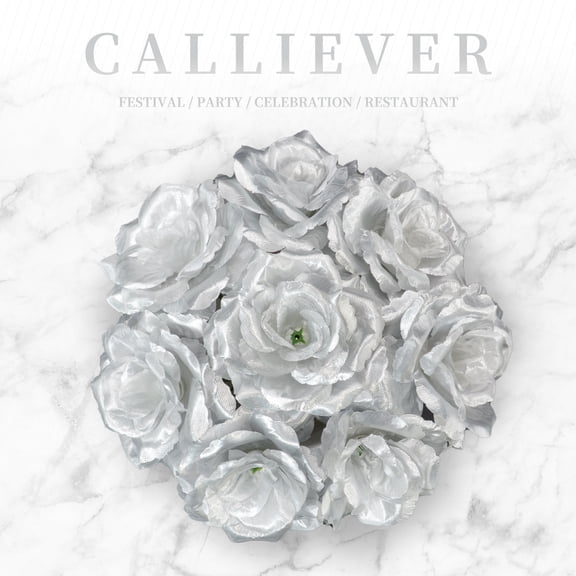 Artificial 1.58 in Silver Roses 20 Count Bouquet