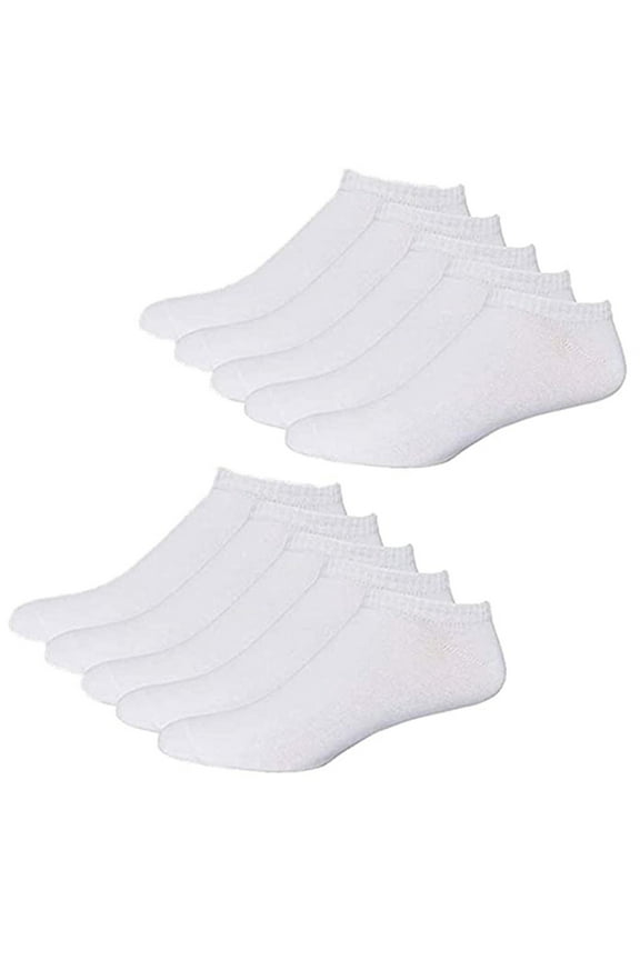 10 Pairs Ankle Athletic Running Socks Cushioned Breathable Low Cut Sports Socks for Men and Women, White