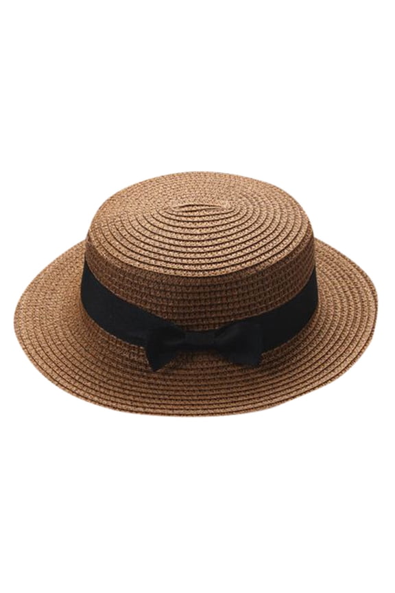 Bowknot Children Breathable Sun Hats Beach Cap Classic Outdoor Kids Hat Boy Girls Cap Relaxed Fit Hat, Brown