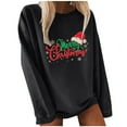 thumbnail image 1 of Aligament Christmas Shirts for Women, Black Long Sleeve Shirts for Women, Merry Christmas Women's Letter Print Round Neck Long Sleeve Top, 1 of 3