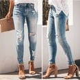 thumbnail image 1 of Aligament Fall And Winter Jeans for Women, Blue Ripped Jeans Womens, Casual Women Skinny Ripped Jeans Distressed Denim Pants Hole Bottoms, L, 1 of 8