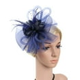 thumbnail image 1 of Aligament Blue beach hats for women, Women Fashion Wedding Mesh Hat Fascinator Penny Ribbons And Feathers Party, 1 of 2